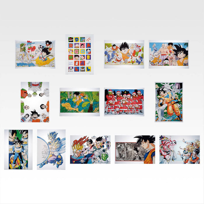 Lote de ilustraciones de póster transparente del 40.º aniversario de Dragon Ball Ichiban Kuji, parte 1.