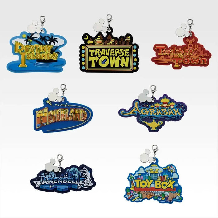 ICHIBAN KUJI KINGDOM HEARTS 25th ANNIVERSARY - WORLD LOGO RUBBER CHARM FULL SET LOT F