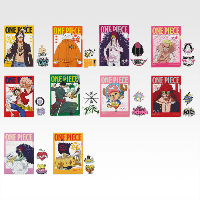 ICHIBAN KUJI ONE PIECE LA LEY INQUEBRANTABLE - LOTE COMPLETO DE CARPETA TRANSPARENTE + PEGATINAS