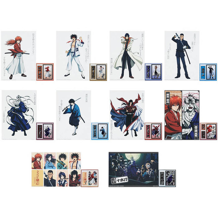 ICHIBAN KUJI RUROUNI KENSHIN MEIJI SWORDSMAN ROMANTIC STORY KYOTO UPRISING - ILLUSTRATION BOARD + STICKERS FULL SET LOT F