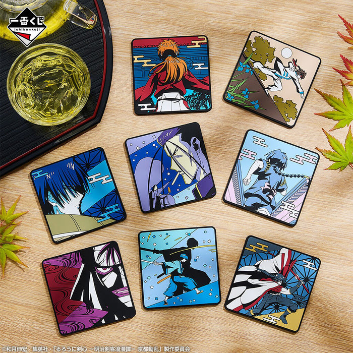 ICHIBAN KUJI RUROUNI KENSHIN MEIJI SWORDSMAN ROMANTIC STORY KYOTO UPRISING - RUBBER COASTER FULL SET LOT E