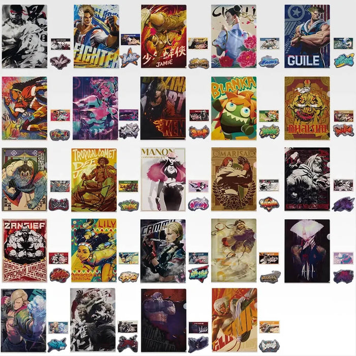 ICHIBAN KUJI STREET FIGHTER 6 - CLEAR FILE + STICKERS FULL SET LOT H