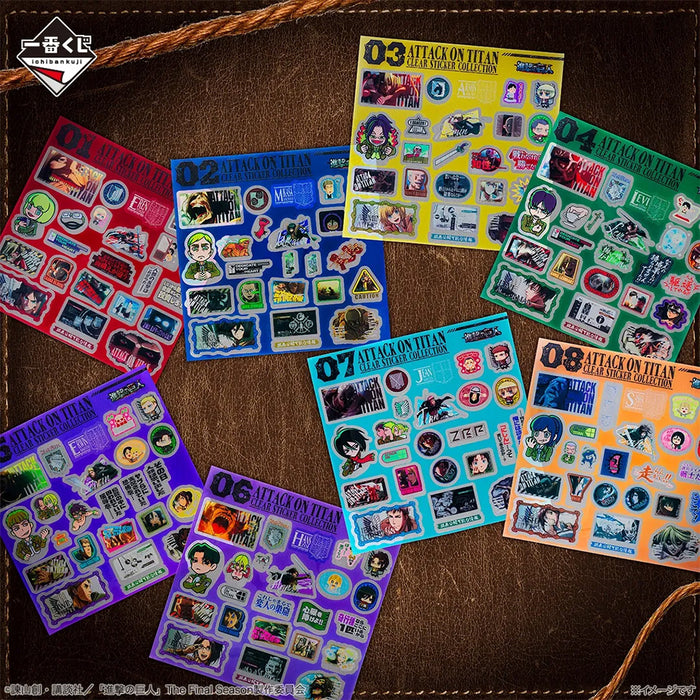 Ichiban Kuji Attack on Titan Dedicate Your Heart - Stickers Full Set Lot J
