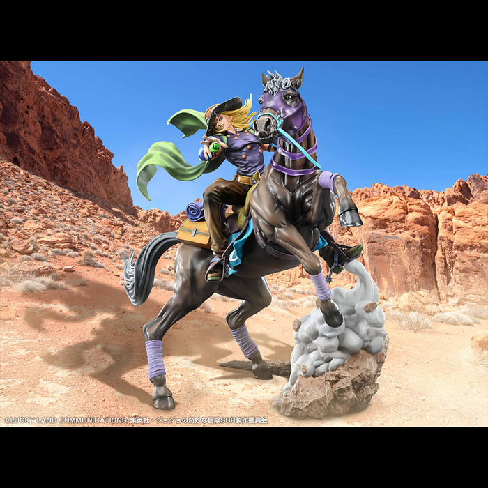 JOJO'S BIZARRE ADVENTURE STEEL BALL RUN - FIGURA GYRO ZEPPELI & VALKYRIE SUPER ACTION STATUE