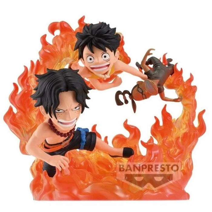 One Piece - Figurine Monkey D. Luffy, Portgas D. Ace & Galdino (Mr. 3) WCF Log Stories